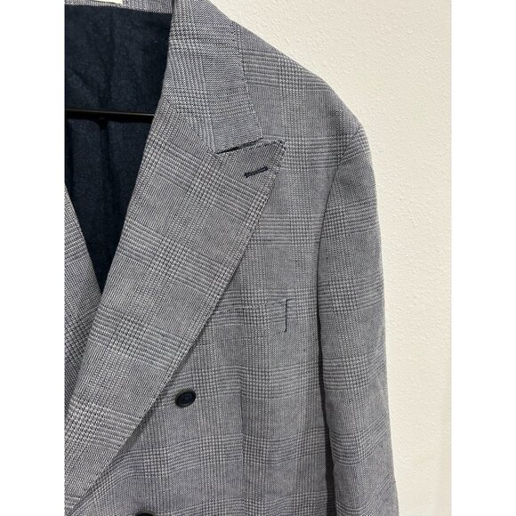 Singer + Sargent NEW Mens Double Breasted Blazer Jacket XXL Gray Plaid Wool Blen - Picture 4 of 8